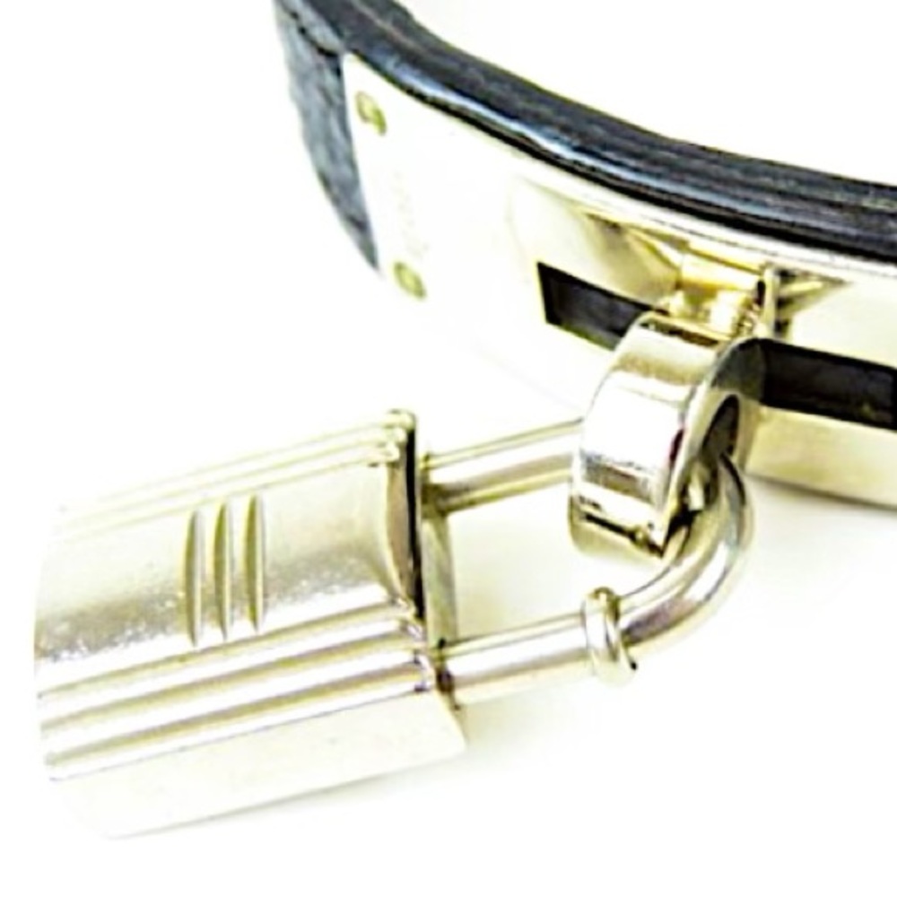 Authentic Hermès Black Kelly Cadena Dog Collar & Leash in Togo Leather - Picture 2 of 8